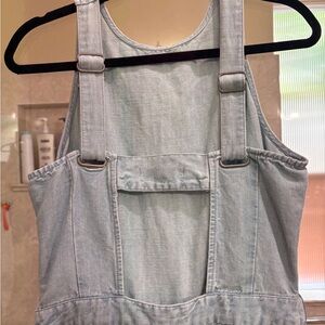 Abercrombie & Fitch Light Wash Denim Cropped Jumpsuit